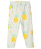 Nautinati Cotton Lycra Knit Pineapples Printed Leggings - White & Yellow
