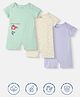 Nautinati 100% Cotton Knit Pack Of 3 Half Sleeves Mermaid & Polka Dots Printed Rompers - Purple White & Green