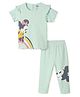 Nautinati Cotton Knit Disney Mickey & Friends Featuring Half Sleeves Characters Printed Top & Pant Set - Sky Blue