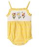 Nautinati Cotton Knit Sleevelesss Floral Printed & Checked Onesie - Yellow