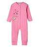 Nautinati Cotton Knit Full Sleeves Floral Embroidered Sleepsuit - Pink