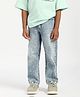 Nautinati Cotton Knit Washed Distressed Jeans - Blue