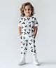 Nautinati Cotton Knit MIckey & Friends Featuring Half Sleeves Characters Printed Tee & Coordinating Joggers Set - White