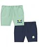 Nautinati Cotton Knit Pack Of 2 Palm Trees Printed Shorts - Green & Navy Blue