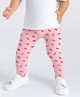 Nautinati Cotton Lycra Knit Strawberries Printed Leggings -  Light Pink