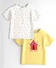 Nautinati Cotton Knit Pack Of 2 Half Sleeves Polka Dots & Tent Printed Tees - White & Yellow