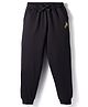 Kookie Kids Terry Knit Full Length Joggers With Joy Print & Pockets - Black