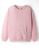 Kookie Kids Terry Knit Full Sleeves Solid Color Pullover Sweatshirt with Kangaroo Pocket - Pink