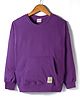 Kookie Kids Terry Knit Full Sleeves Solid Color Pullover Sweatshirt with Kangaroo Pocket - Purple