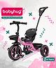 Babyhug Tricycle with Parental Push Handle-Pink| Safety Harness| Foldable Footrest| Storage Baskets| Anti-Slip Pedals| Adjustable Push Bar| Puncture Proof Wheels| Comfortable Seat| High Backrest