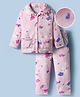 Mark & Mia Full Sleeves Winter Wear Night Suit With Heart Print - Pink