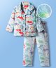 Mark & Mia Full Sleeves Winter Wear Night Suit With Dino Print - Light Blue