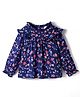 Babyhug Rayon Woven Full Sleeves Top With Floral Prints Lace & Frill Detailing - Navy Blue