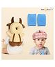 NeonateCare safety and practical combo of Baby Helmet Head Protector and knee pads (Pink smiley helmet Cream cow Head protector and multicolor knee pads) - Multi