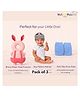 NeonateCare safety combo of Baby Helmet Head Protector and knee pads (Grey star helmet Pink Rabbit Head protector and multicolor knee pads)