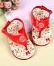 Babyoye Velcro Closure Flip Flops with Tropical Print - Red