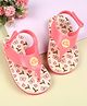 Babyoye Velcro Closure Flip Flops with Floral & Butterfly Print - Light Pink