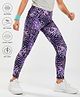 Pine Active Knit Full Length Super Stretch Printed Leggings - Violet