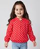 Babyhug Rayon Woven Full Sleeves Polka Dot Printed Top - Red