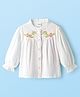 Babyhug Rayon Woven Full Sleeves Floral Embroidered Top  - White