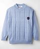Noddy Cotton Lycra Knit Full Sleeves Checked Embroidered Tee - Light Blue
