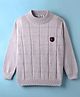 Noddy Cotton Lycra Knit Full Sleeves Checked Embroidered Tee - Melange