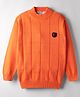 Noddy Full Sleeves Checked Embroidered Tee - Orange
