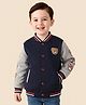 Mark & Mia Full Sleeves Bomber Jacket With Teddy Bear Print & Embroidery - Navy Blue
