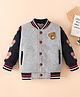 Mark & Mia Full Sleeves Bomber Jacket With Teddy Bear Print & Embroidery - Grey