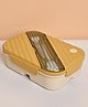 Von Casa Lunch Box with Spoon & Fork (1250 ml) ,Yellow ,Rectangular ,Vector Line Design