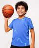 Pine Active Knit Half Sleeves T-Shirt with Abstract Print - Blue