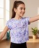Pine Active Knit Half Sleeves T-Shirt with Text Print - Lavender