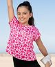Pine Active knit Half Sleeves Top with Text Print - Pink