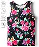 Pine Active Knit Sleeveless Floral Printed T-Shirt - Black