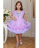 Lagorii Net Woven Sleeveless Shimmered Sequin Embellished Ruffle Detailed Dress - Purple