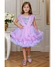 Lagorii Net Woven Sleeveless Shimmered Sequin Embellished Ruffle Detailed Dress - Purple