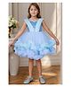 Lagorii Net Woven Sleeveless Shimmered Sequin Embellished Ruffle Detailed Dress - Blue