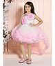 Lagorii Net Woven Sleeveless Floral Applique Detailed Ruffle Detailed High Low Dress - Pink