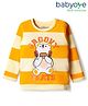 CUCUMBER Sinker Knit Full Sleeves T-Shirt with Stripes & Bear Print - Yellow