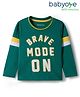 Babyoye 100% Cotton Knit Full Sleeves T-Shirt With Brave Mode On Text Print - Dark Green