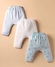 Simply Interlock Knit Full Length Striped Diaper Leggings with Star & Elephant Print Pack of 3 - Light Blue & White
