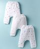 Simply Interlock Knit Full Length Dino & Space Theme Printed Diaper Leggings Pack of 3 - White