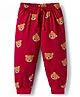 Babyhug Cotton Knit Full Length Lounge Pant with Animal Print - Red