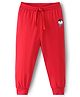 Babyhug Cotton Knit Full Length Lounge Pant with Owl Print Print - Red