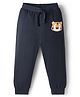 Babyhug Cotton Knit Full Length Lounge Pant With Animal Print - Navy Blue