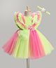 Enfance Sleeveless Butterfly Applique & Ruffle Detailed Knee Length Dress With Headband Set - Green