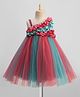 Enfance Sleeveless Floral Applique Detailed Knee Length Dress - Teal