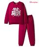 Honeyhap Premium 100% Cotton Terry Knit Winter Wear Suits with Bio Finish & Love Yourself Text Print - Wine
