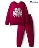 Honeyhap Premium 100% Cotton Terry Knit Winter Wear Suits with Bio Finish & Love Yourself Text Print - Wine