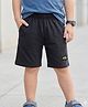 Kookie Kids Premium Heavy Gauge Single Jersey Knit Above Knee Length Shorts with Badge Detailing - Black